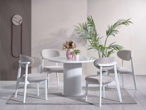 Set masă și scaune (4 piese), Fairfax, Aqua, Alb