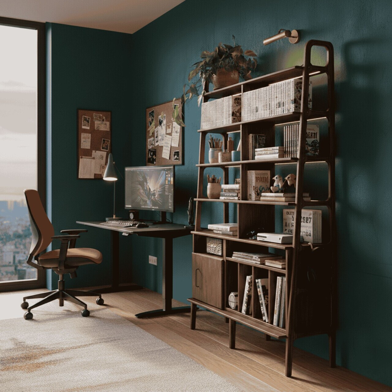 Corp biblioteca, Hanah Home, CPT4781-190, 120x.190x40 cm, PLACAJ CARPEN, Maro — imaginea 6
