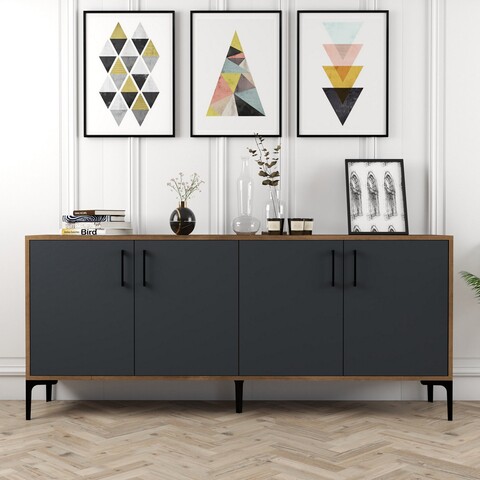 Bufet inferior Kiev, Hommy Craft, 180x35x78 cm, maro/antracit 180x35x78
