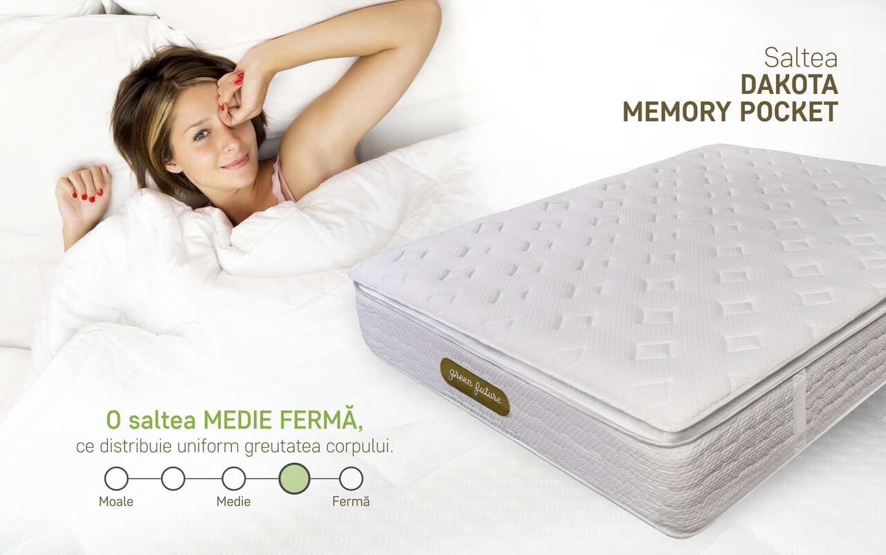 Saltea Ortopedica, Dakota, 140x190x34 cm, Arcuri Pocket, 5 cm spuma Memory, 7 Zone de Confort, fermitate medie - imagine 10