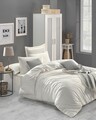 Lenjerie de pat dubla King Quilt (BL) Fresh Color, Mijolnir, 3 piese, 240x220 cm, bumbac ranforce, ecru