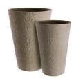 Set 2 ghivece pentru exterior Round High, Bizzotto, Ø50 x 70 cm, fibra de sticla si argila, natural