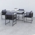 Set 4 scaune si masa dining, Reims, otel, negru/gri