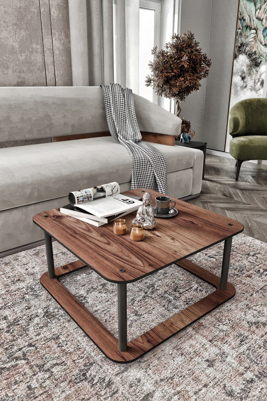 Masuta de cafea, Hanah Home, Hole Square, 70x38x70 cm, MDF , Maro - view 2