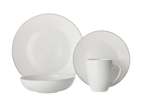 Serviciu de masa 16 piese, Maxwell & Williams, Edge Coupe, portelan, alb alb