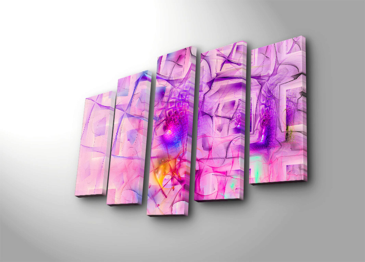 Set 5 tablouri decorative, 5PATK-222, Canvas, 19 x 70 cm, Multicolor - 1 | YEO