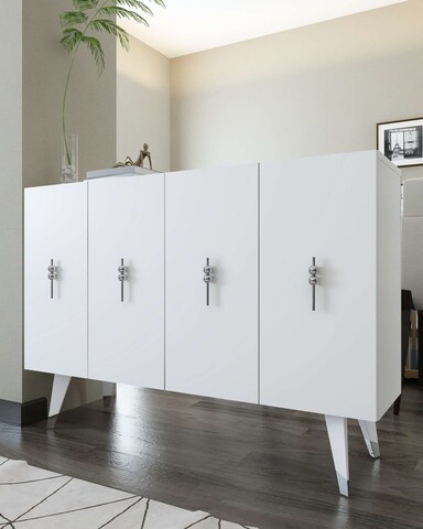 Consola, Hanah Home, 8167KM-32, 120x80x29.6 cm, PAL , Alb / Argintiu