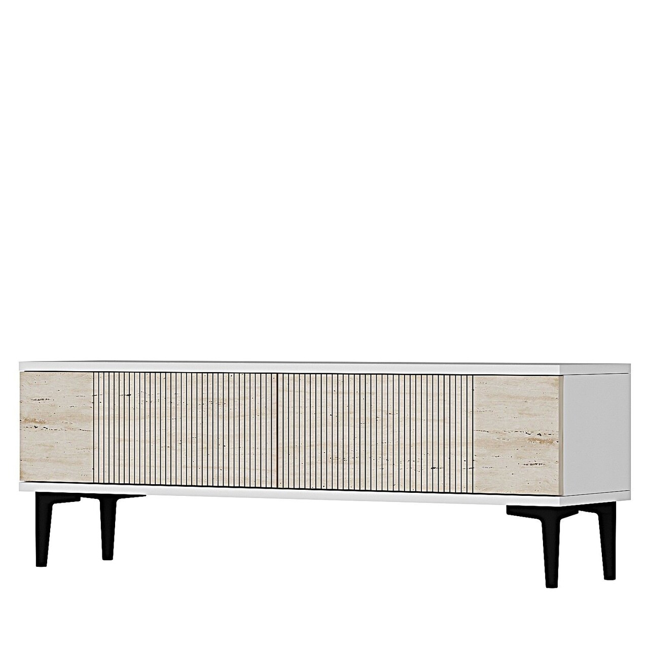 Comoda TV, Hanah Home, Corsa 120, 120x40.5x32 cm, Alb / Travertin - imagine 5