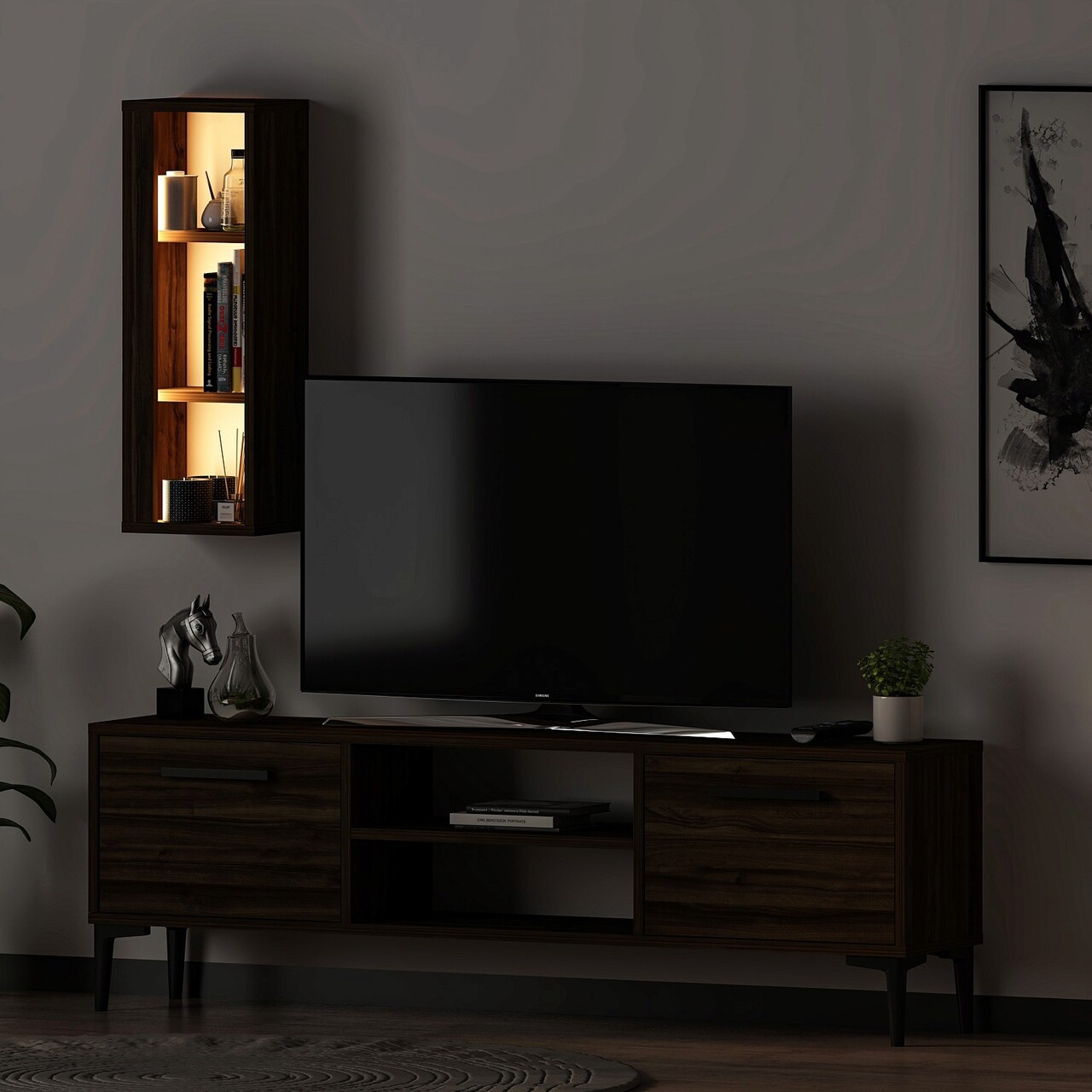 Comoda TV, Inarch, Bien, 150x48x29.6 cm, PAL, Maro