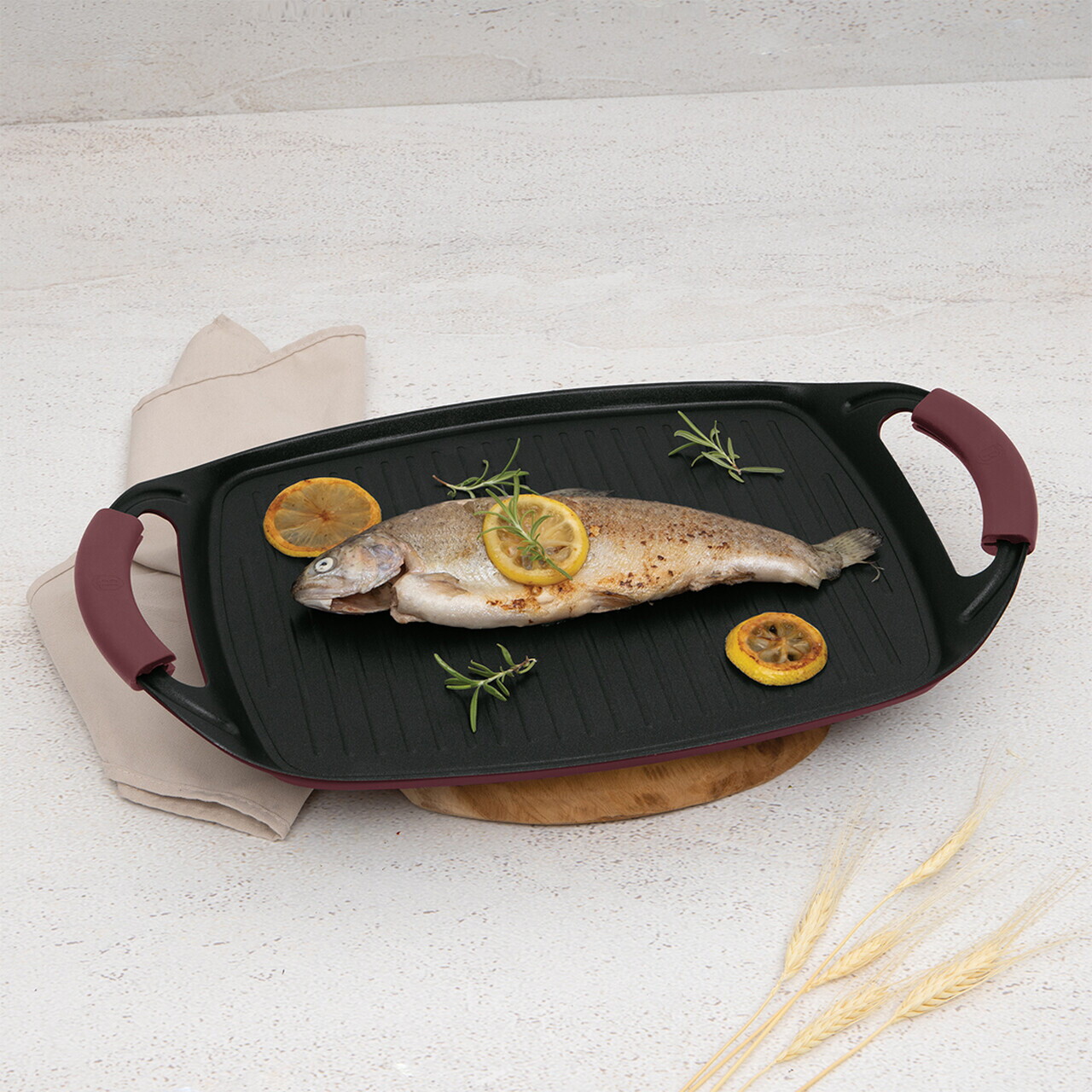 Tava grill Berlinger Haus, Leonardo, 47x29 cm, aluminiu forjat, visiniu mat - imagine 2