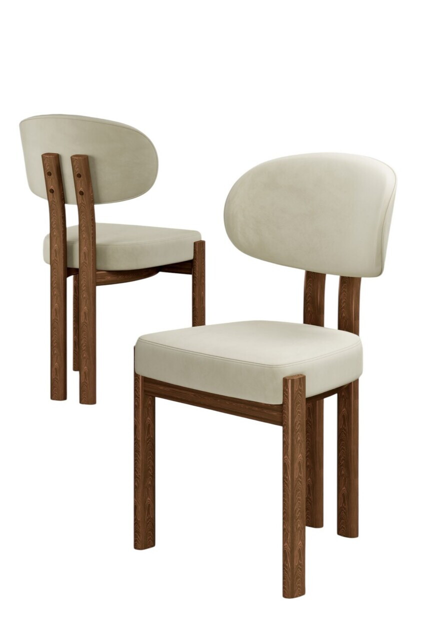 Set scaune 2 piese, Hanah Home, Dore, Crem / Aspect de lemn — imaginea 2