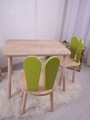 Set masa si scaun pentru copii, Bambini, Bunny One Chair Set, Verde fistic / Maro
