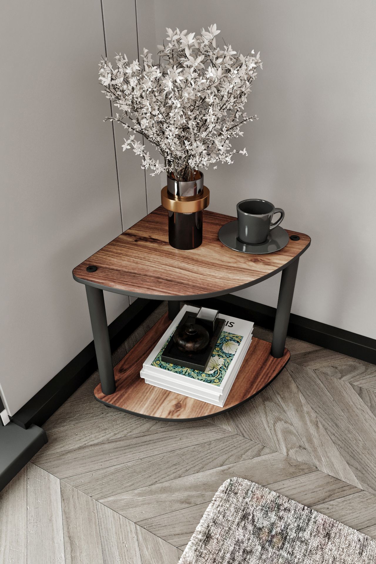 Masuta, Hanah Home, Bookcase 2-Tiers Corner, 34x38x34 cm, MDF , Maro