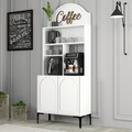 Dulap de bar pentru cafea, Hommy Craft, Lyon 80, PAL, Alb/Negru