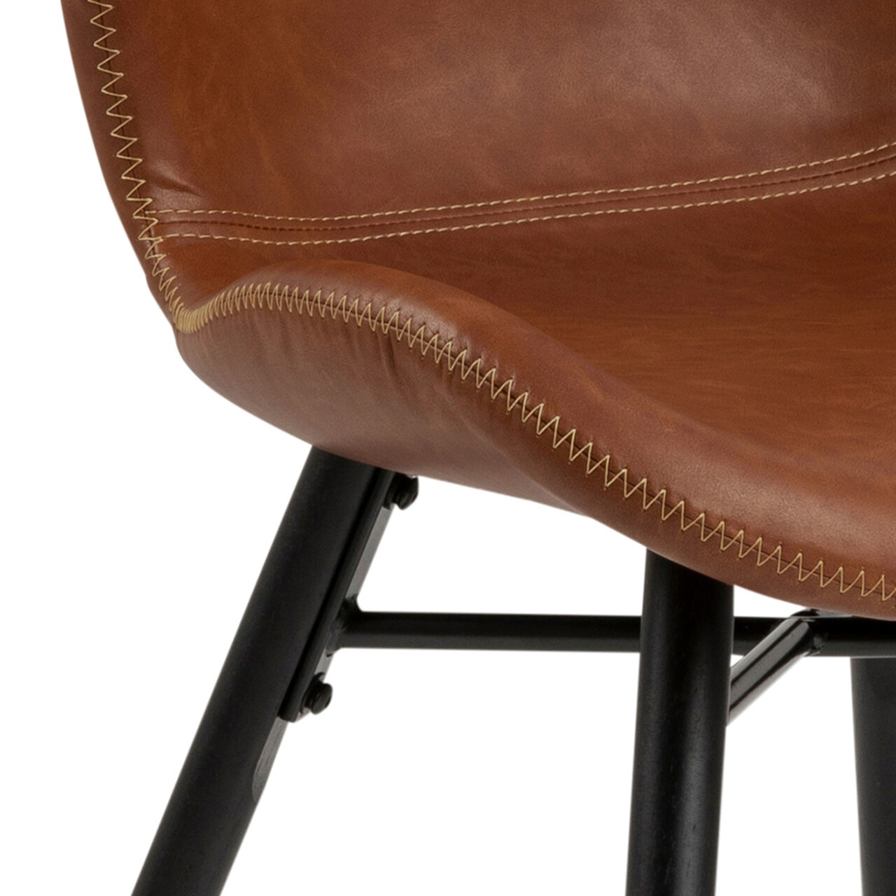 Scaun Batilda -A1, Actona, 47x53x82.5 cm, piele ecologica/lemn de cauciuc, brandy - view 5