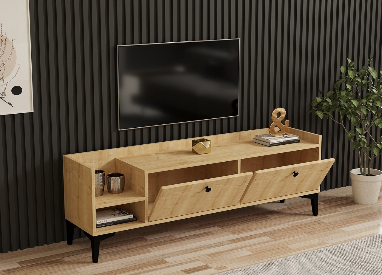 Comoda TV, Puqa Design, Heflin, 150x50x36 cm, PAL, Maro - 2 | YEO