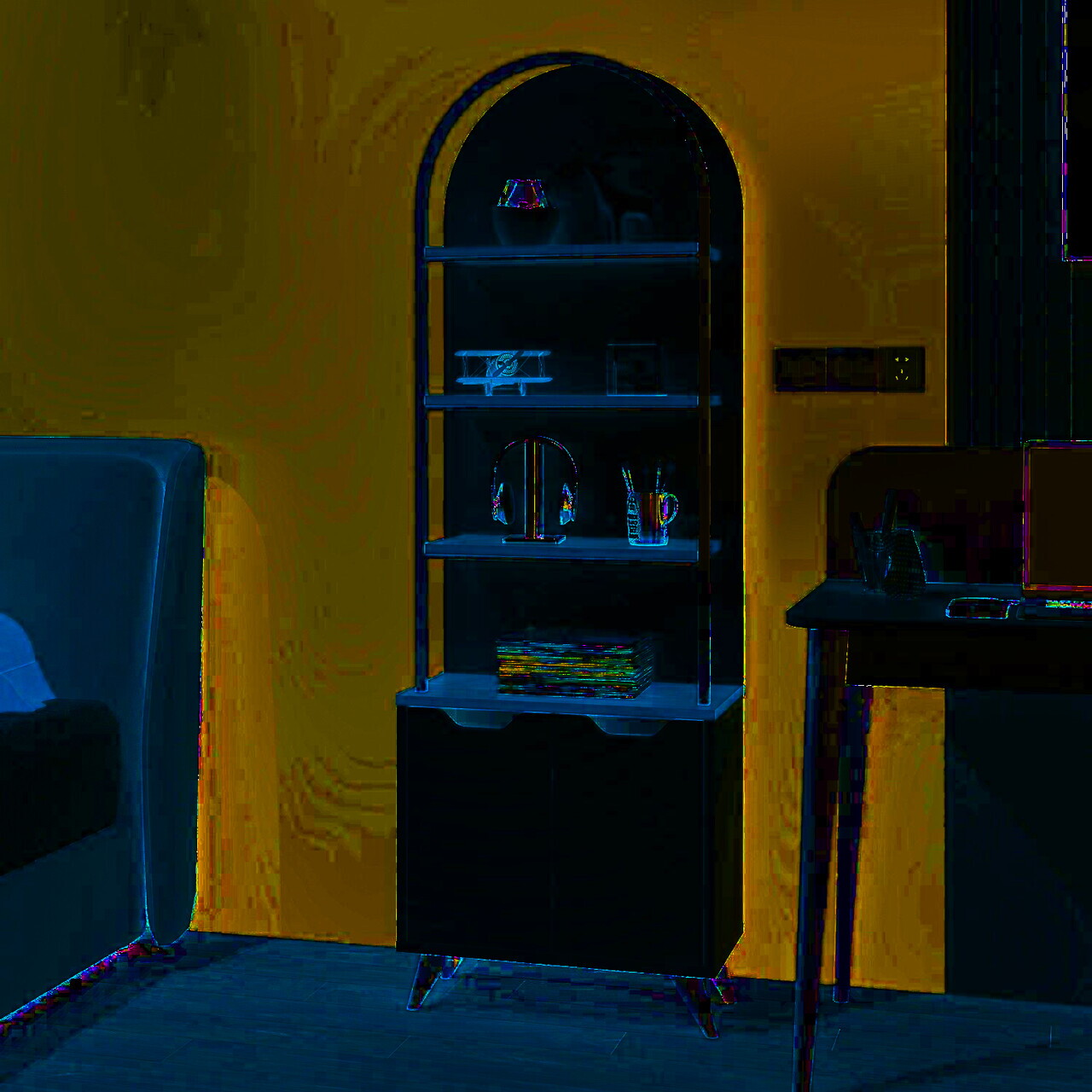 Corp biblioteca, Hanah Home, Olirya, 60x180x25 cm, METAL (Fier vopsit static), Alb/Maro — imaginea 3
