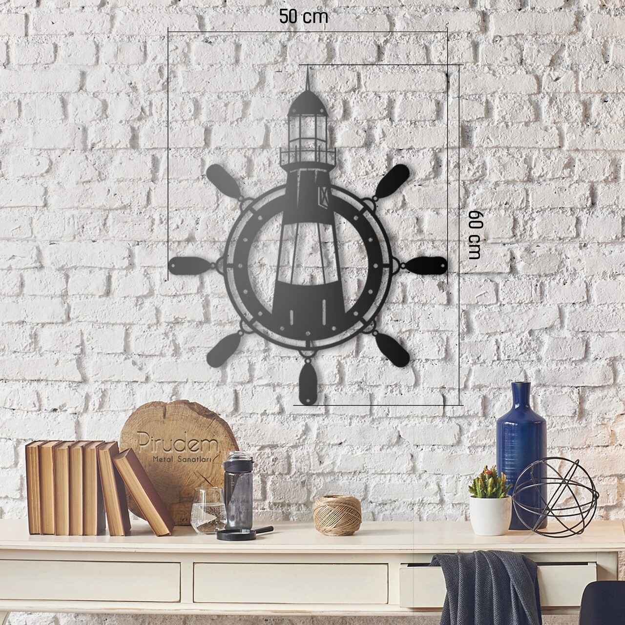 Decoratiune de perete, Light House, Dimensiune: 50 x 60 cm, Negru - view 2
