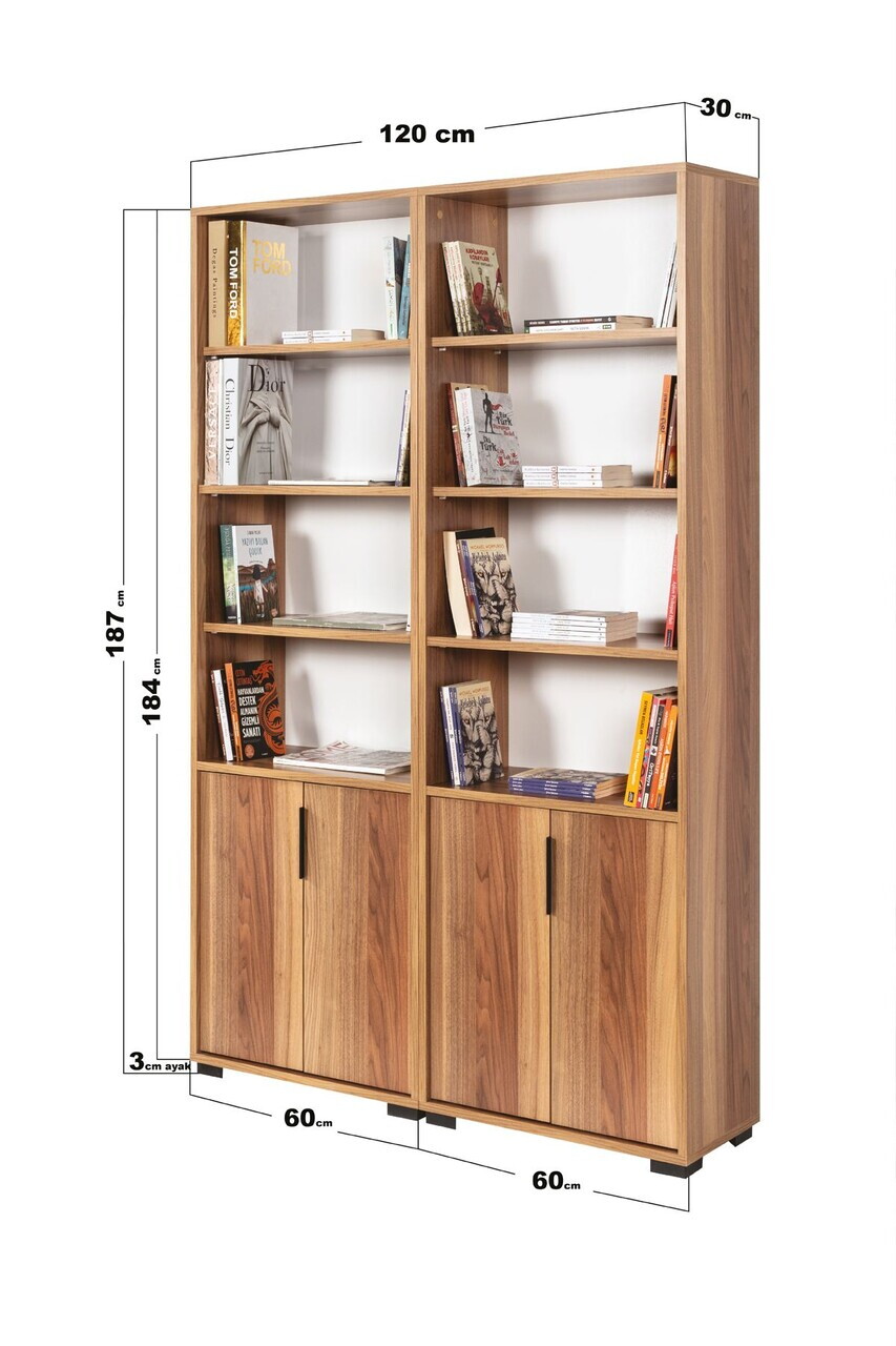 Corp biblioteca, Hanah Home, Evm 8203, 120x187x30 cm, PAL, Maro — imaginea 5