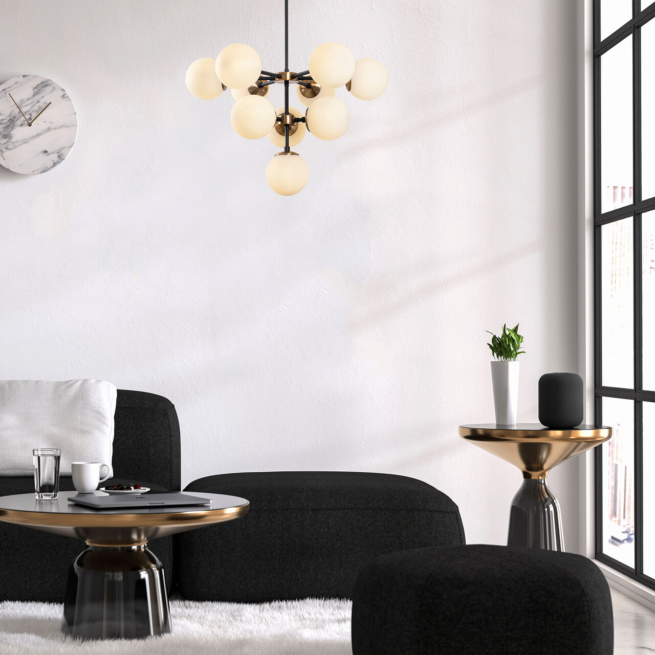 Lustra, Fulgor, 942FLG1167, Metal, Negru - 1 | YEO