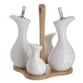 Oliviera cu suport din bambus, InArt, 4 piese, portelan