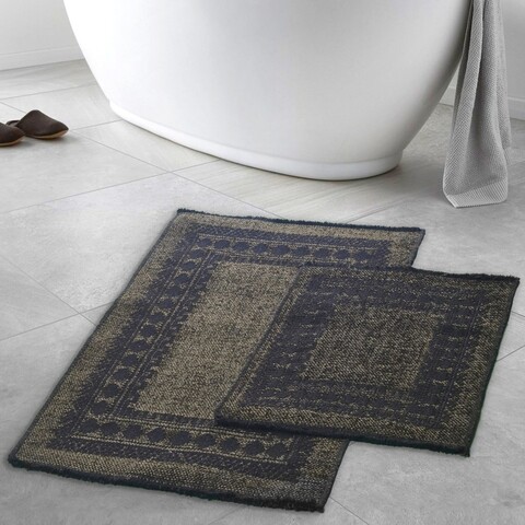 Set covorase de baie, Alanur Home, Venedik, Bumbac, Verde/Negru