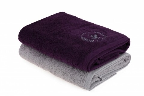 Set 2 prosoape de baie, Beverly Hills Polo Club, 70x140 cm, 100% bumbac, velvet/gri