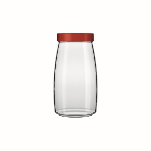 Borcan cu capac, Mandacaru, 2 L, plastic (PP)/sticla termorezistenta, rosu
