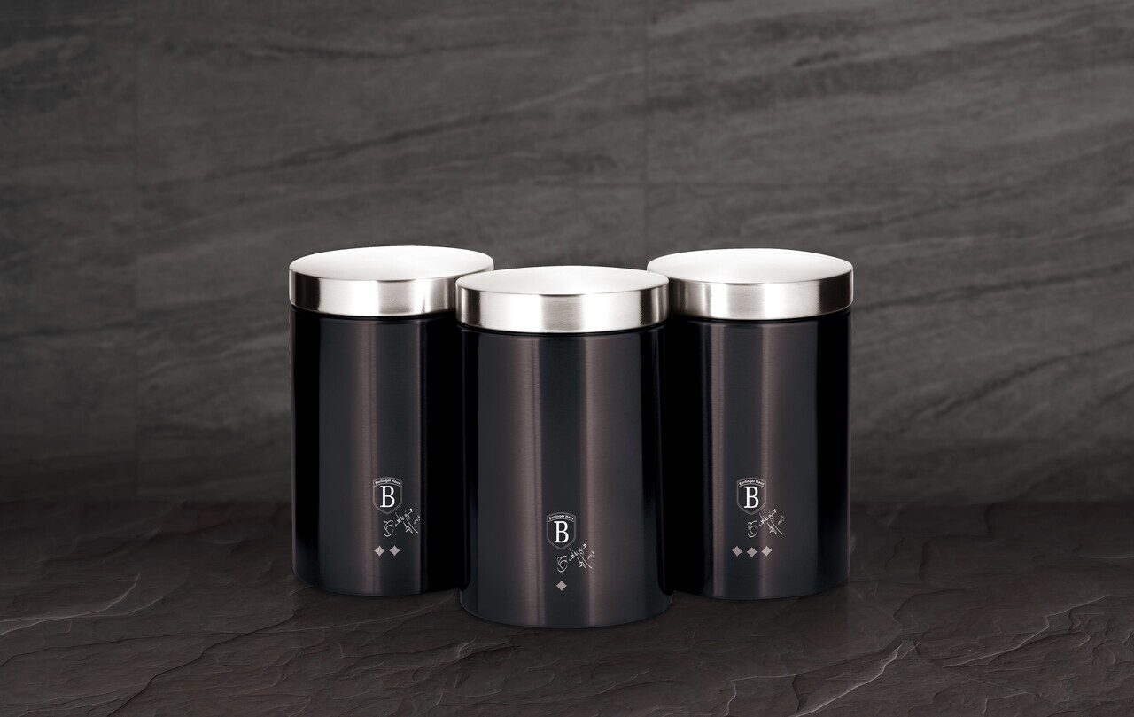 Set 3 recipiente depozitare Berlinger Haus, Carbon Pro, 11x17.8 cm, inox, gri inchis/argintiu - imagine 3