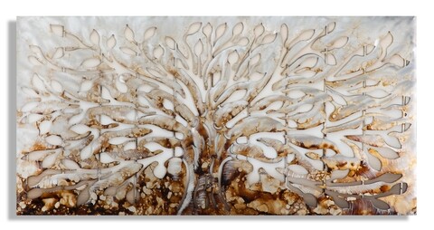 Tablou decorativ tree alluminium -c, mauro ferretti, 120x60 cm, canvas pictat manual, multicolor
