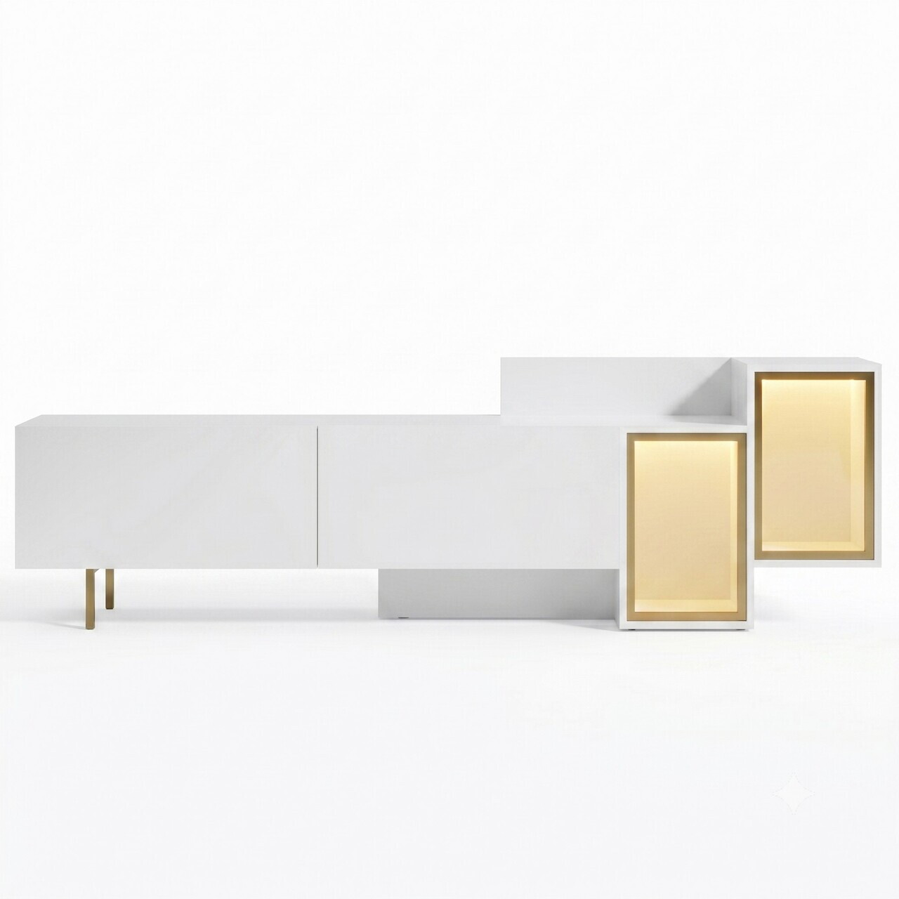 Comoda TV, Hanah Home, Tenon, Alb/Auriu — imaginea 7