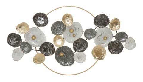 Decoratiune de perete 3d round leaf, mauro ferretti, 92x50 cm, fier