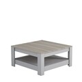Masuta de cafea, Minima, Grado, 89 x 46 x 89 cm, pal melaminat, gri deschis/stejar