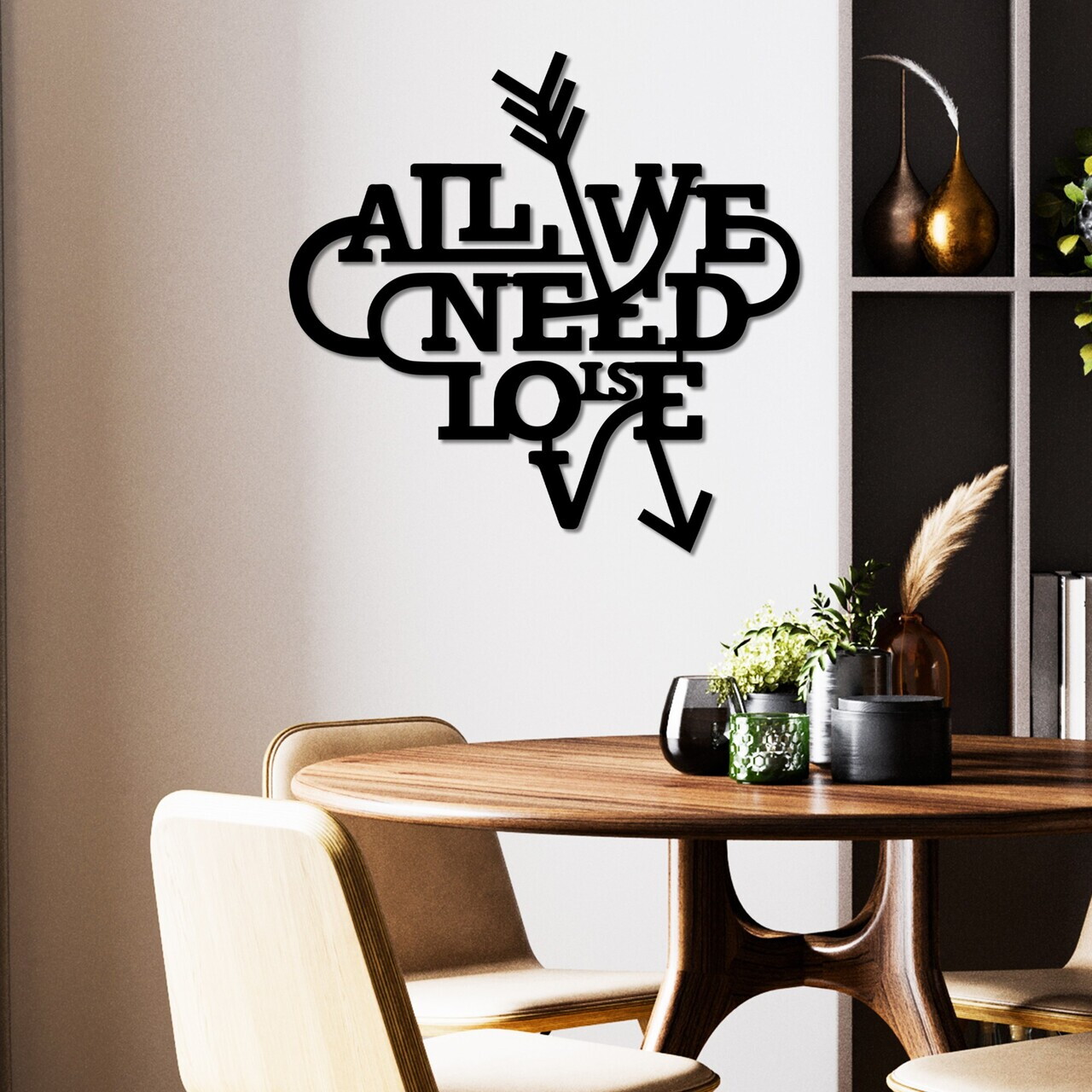 Decoratiune de perete, Need is Love, Dimensiune: 52 x 51 cm , Negru — imaginea 2