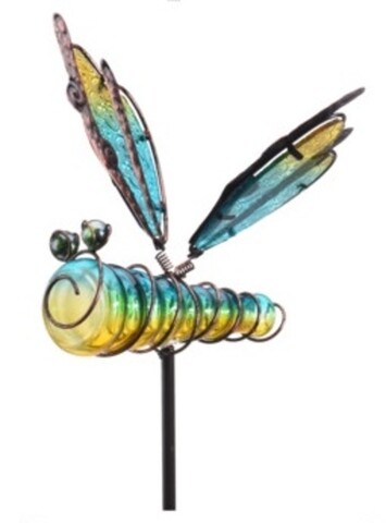 Poza Lampa de gradina Dragonfly, 20x6x105 cm, metal, verde