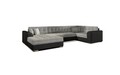Coltar extensibil stanga 5 locuri ELTAP, Damario, 338x189x78 cm, lemn/poliester, gri/negru