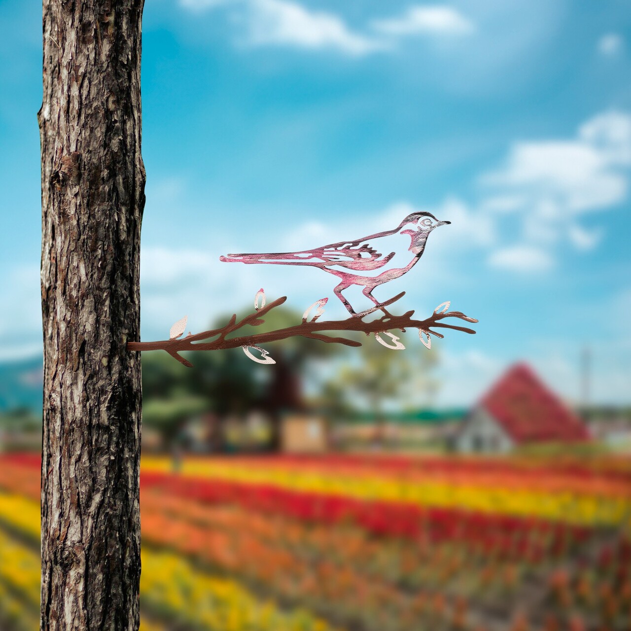 Obiect decorativ de grădină, Bird on the branch 25, 20x50 cm, Multicolor - imagine 2