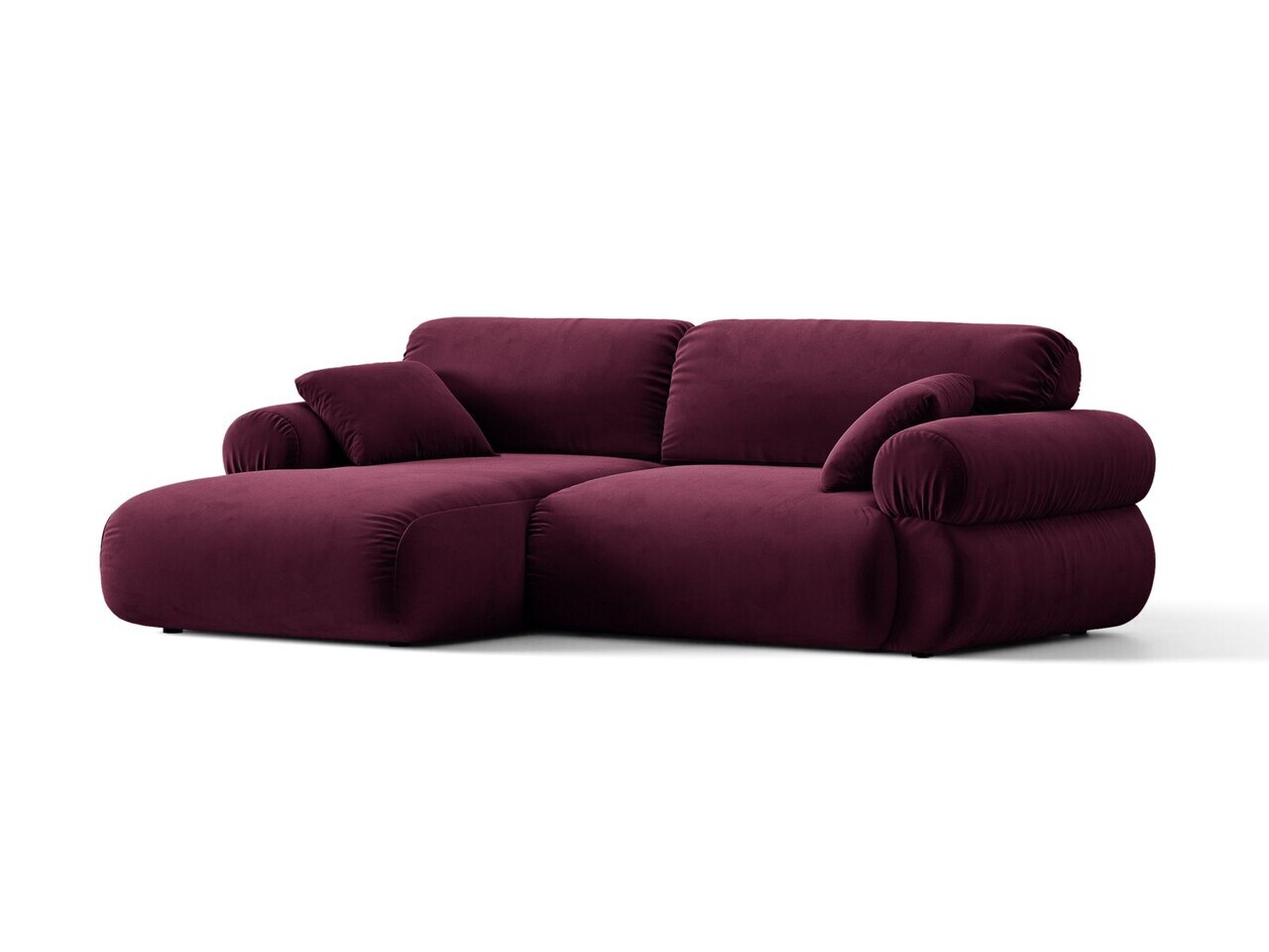 Coltar stanga 4 locuri, Ophelia, Micadoni Home, 236x164x84 cm, catifea, bordo — imaginea 9