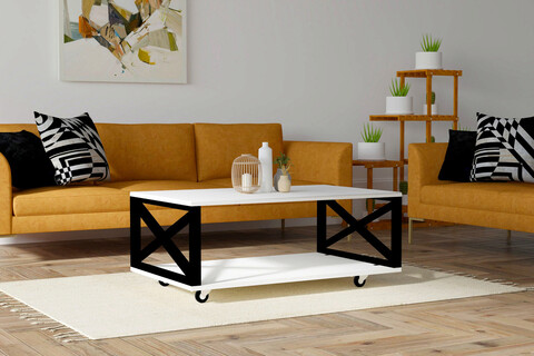 Masuta de cafea, puqa design, berk, 98x33.6x60 cm, pal, alb negru