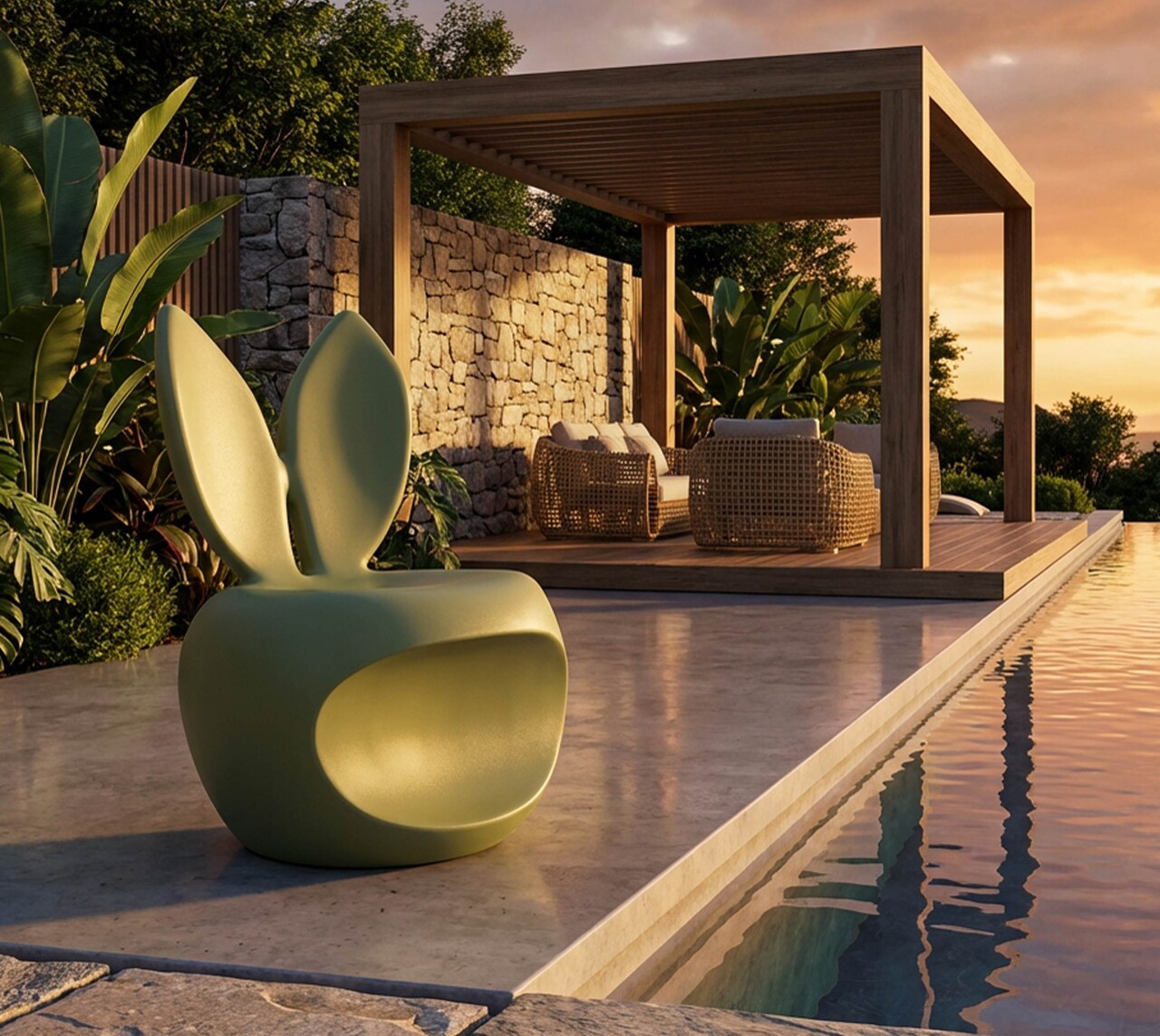 Taburet pentru copii, Mauro Ferretti, Bunny, 57x55x79 cm, utilizare interior / exterior,  plastic, verde - view 2