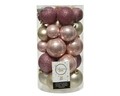 Cutie cu 30 globuri asortate Mix, Decoris, plastic, roz/sampanie