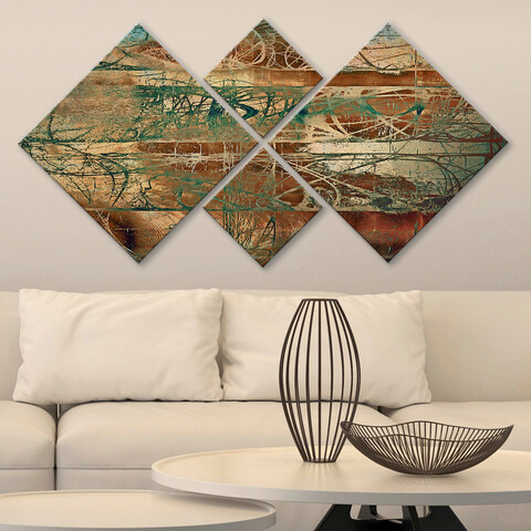 Set 4 tablouri decorative, 4MDF741797314, MDF, Imprimat UV, Multicolor Evans