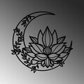 Decoratiune de perete, Flower Moon, Dimensiune: 70 x 70 cm, Negru