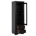 Vitrina cu 1 usa si 2 sertare, Chic, L.60 l.50 H.190, mdf/pal/furnir de mesteacan, wenge