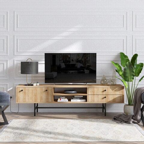 Comoda TV, Elegance, Owen, 180x35x50 cm, Stejar / Negru Elegance