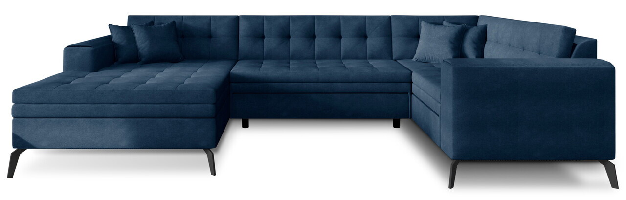 Coltar extensibil stanga 5 locuri ELTAP, MON-LT-40PO, Montez, 340x180x93 cm, lemn/poliester, albastru inchis - view 3