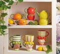 Ceainic cu ceasca 2in1, Brandani, Strawberry, 17x11x16 cm, dolomit, rosu