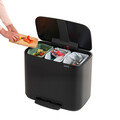 Cos de gunoi cu pedala, Brabantia, Bo Pedal, 3x11 L, 36.3x54x44 cm, otel, negru mat