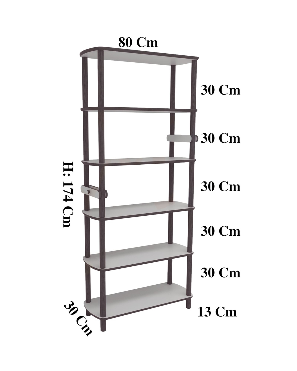 Corp biblioteca, Hanah Home, Rosa 6, 80x174x30 cm, Stejar / Alb - view 8