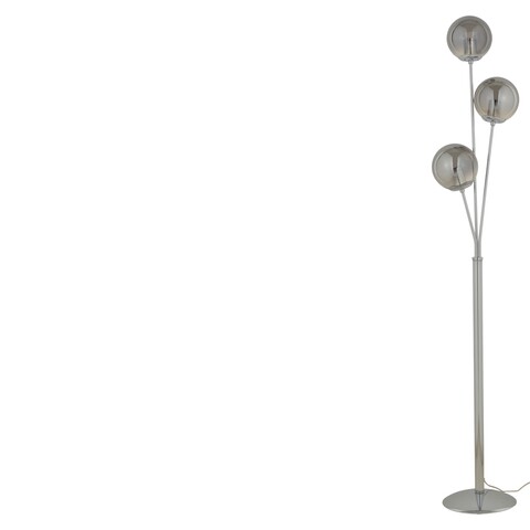 Lampadar, Aldos, H.160 D.35 cm, 3 x E27, 40W, metal/sticla, argintiu/fumuriu